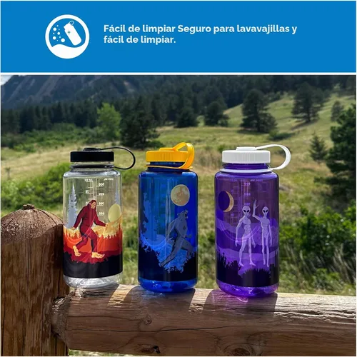 Vista 3 de Nalgene Botella de agua de boca ancha de 32 onzas, Aliens