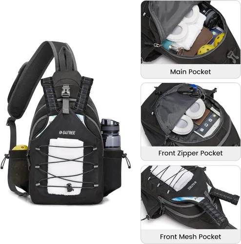 Vista 5 de G4Free Pickleball Bag, Crossbody Sling Bag for Men Women, Pickleball Backpack, Pickle Ball Paddle Bag Gifts for Sports