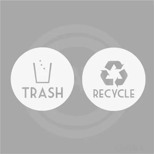 Vista 2 de Calcomanías de vinilo para pared de Recycle y Trash, Vinilo, Blanco, 4" x 4