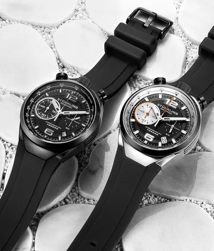 Vista 7 de Stuhrling Original - Reloj de pulsera con cronógrafo para hombre, caja de acero inoxidable con correa de goma