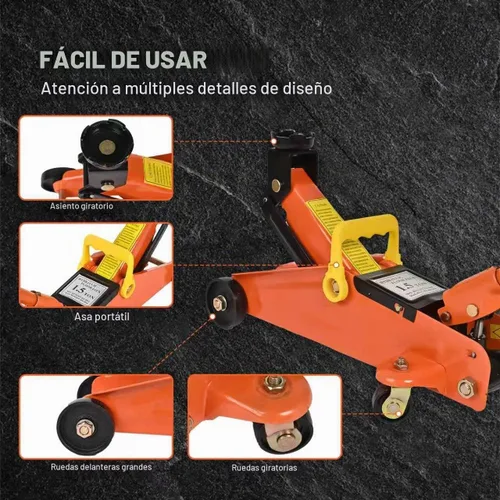 Vista 2 de A A IN AA094 Gato hidráulico de piso de acero de bajo perfil, elevador de servicio de carretilla, gato de piso de garaje para automóvil, capacidad
