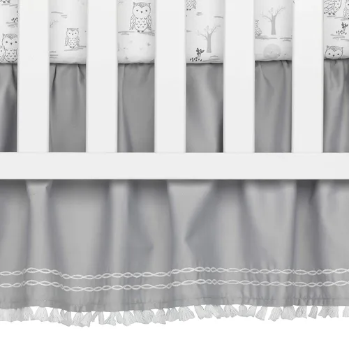 Vista 6 de Lambs & Ivy Luna - Juego de ropa de cama para cuna de bebé de 4 piezas, color blanco y gris (740004V)