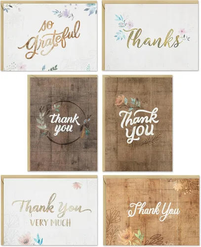 Vista 2 de Hallmark Surtido de Tarjetas de Agradecimiento, Flores Rústicas y Surtido de Tarjetas de Agradecimiento, Florales Pintados