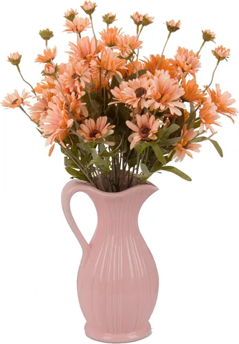 Vista 9 de Gerbera - 12 flores artificiales de margaritas artificiales de tallo largo de 20 pulgadas de largo, para decoración del hogar, centro de mesa, boda