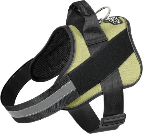Vista 29 de Arnés para perro, reflejante y transpirable, ajustable, con asa, para sacarlo a pasear, no más tirones ni asfixia (amarillo militar, tamaño XS)