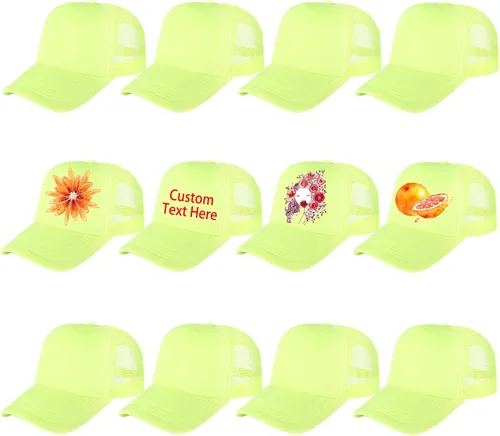 Vista 9 de Ultrafun Paquete de 12 sombreros de camionero de verano de malla sublimación en blanco, gorras de béisbol ajustables para hombres y mujeres