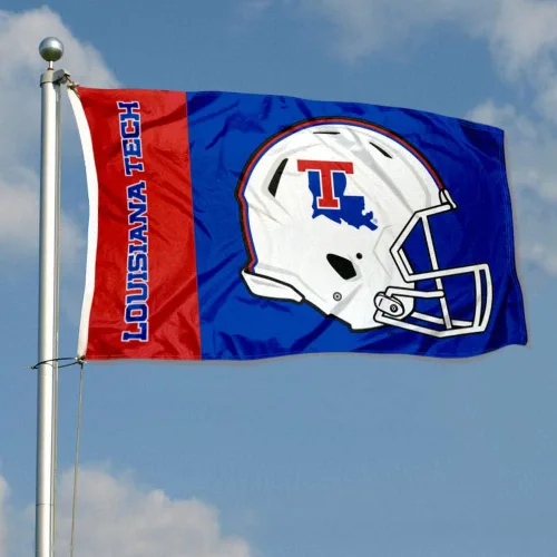 Vista 3 de College Flags & Banners Co. Louisiana Tech Bulldogs - Casco de fútbol americano