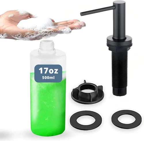 Vista 10 de SBEN Dispensador de jabón para fregadero de cocina, bomba de encimera para jabón de manos o loción, botella integrada de 17 onzas, diseño de acero