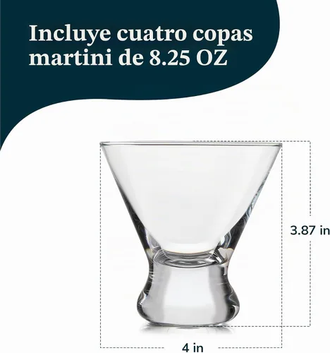 Vista 3 de Libbey Copas transparentes para cócteles Cosmopolitan/Martini, 8 onzas, Transparente Sin tallo Cosmopolitan 4
