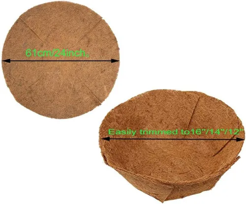 Vista 7 de EROCK 2 revestimientos redondos de coco de repuesto para cesta colgante, almohadilla de coco plegable de 24 pulgadas para cestas de fibra de coco