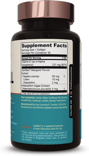 Vista 2 de Live Conscious Vitaminas para los ojos Select AREDS 2 Ingredientes con vitamina E, luteína y astaxantina - OptiWell Suplemento para la salud ocular