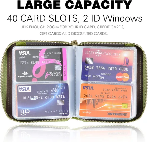 Vista 3 de Easyoulife - Billetera de piel con cierre y tarjetero para mujer, con bloqueo de interferencia de radiofrecuencia (RFID), cartera Rfid, M