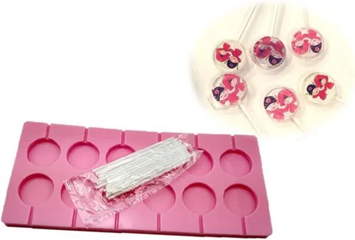Vista 7 de Ciieeo Moldes redondos para piruletas de 12 capacidades, kit de moldes para Halloween, Navidad, caramelo duro, chocolate, chocolate de Navidad