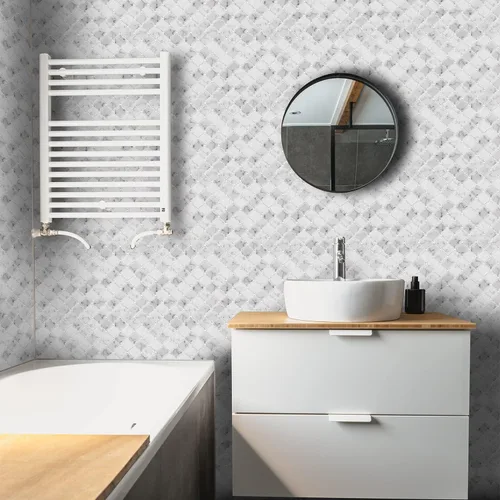 Vista 6 de STICKGOO Arabesque - Protector contra salpicaduras para despegar y pegar, azulejos de pared autoadhesivos de 12 x 12 pulgadas para cocina, azulejos