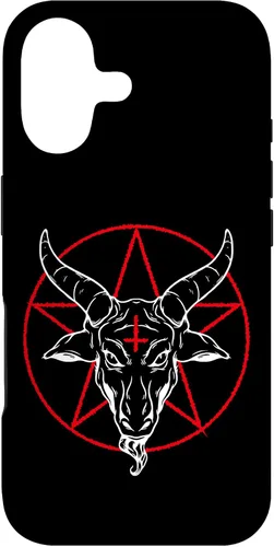 Vista 32 de iPhone 12/12 Pro Baphomet cabra - Estuche Satánico Pentagrama