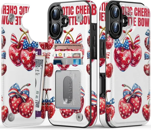 Vista 77 de FUNMIKO Funda tipo cartera para iPhone 13 con tarjetero, bloqueo RFID, protección de grado militar y obras de arte impresas con rayos UV, cierre