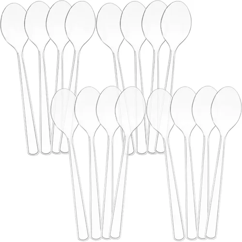 Vista 9 de Juego de 8 – 10 cucharas de plástico transparente para servir para eventos, reutilizables o desechables