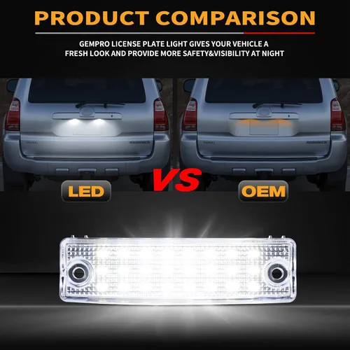 Vista 6 de Gempro Conjunto de Luz LED para Placa de Matrícula Montaje de Lámparas de Etiqueta de Parachoques Trasero para 1996-2023 4Runner 2008-2022 Sequoia