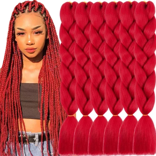 Vista 23 de 3 paquetes de extensiones de cabello sintético para trenzar de color negro a azul, tamaño jumbo ombré, de 24 pulgadas o trenzas de ganchillo