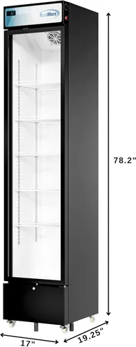 Vista 3 de KoolMore Refrigerador de exhibición comercial delgado de 17 pulgadas, 7 pies cúbicos en negro, listado ETL (KM-MDR-17S)
