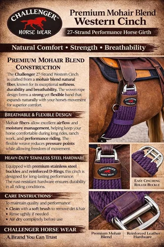 Vista 3 de Western 27 Strand Double Weave Purple Mohair Roper Cinch 97RT07PP