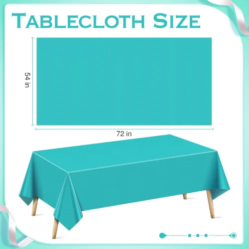 Vista 2 de Just Shimmer Mantel rectangular de 4 piezas, 54 x 72 pulgadas, color liso, impermeable y a prueba de derrames, mantel de fiesta duradero