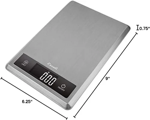 Vista 8 de Escali T115S Cocina ultrafina, oficina, báscula de hierbas, funcionalidad de tara, pantalla digital LCD, capacidad de 11 libras, plata