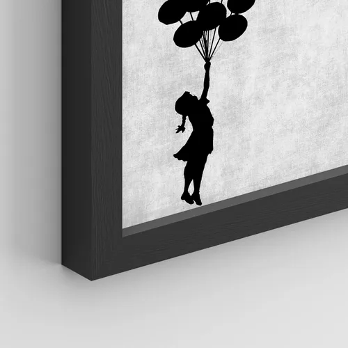 Vista 5 de SIGNWIN - Lienzo con marco Banksy Niña con Globo en Blanco y Negro, Arte Urbano en Pared de Estilo Industrial Oscuro, Grafiti para Loft, Decoración