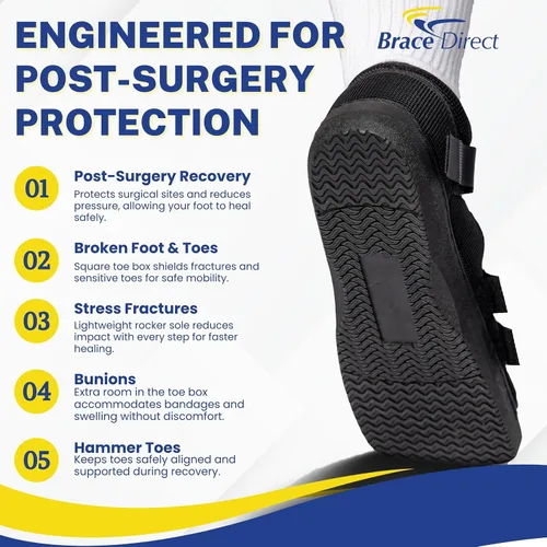 Vista 5 de Zapato Postoperatorio Brace Direct L3260 - Zapato Ortopedico Ajustable para Pie y Dedo Roto, Fracturas por Esfuerzo, Hallux Valgus, Recuperación
