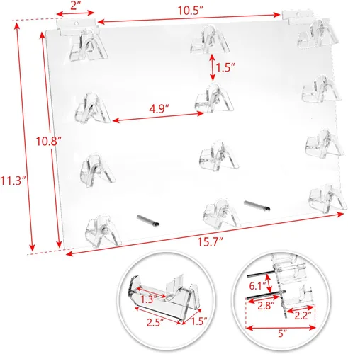 Vista 2 de MOOCA Soporte de exhibición de acrílico para gafas de montaje en pared e independiente con ángulo de visión claro para 12 pares de gafas