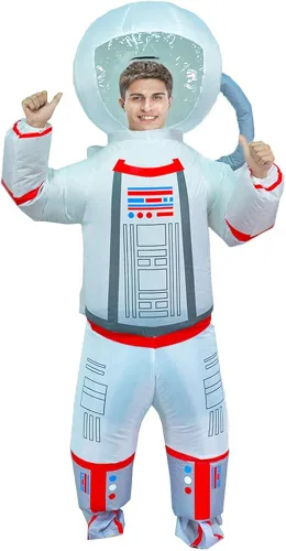 Vista 3 de MXoSUM Disfraz inflable de astronauta para adultos, disfraz divertido de fiesta de Halloween