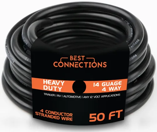 Vista 11 de BEST CONNECTIONS Cable de remolque de 4 vías (25 pies) – Cable aislado de 4 conductores de calibre 14 resistente – Duradero, resistente a