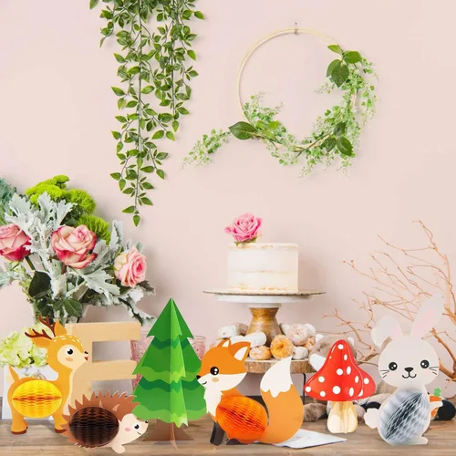 Vista 2 de Distaratie Paquete de 16 decoraciones de baby shower del bosque, centros de mesa de animales del bosque, suministros de fiesta de baby shower