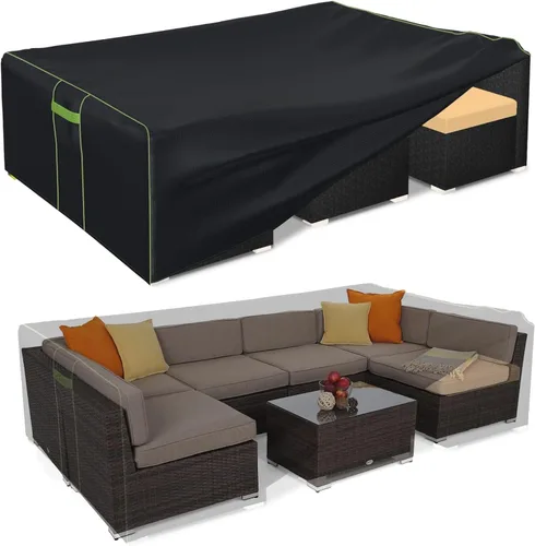 Vista 12 de Fundas para muebles de patio impermeables, resistentes 600D, fundas para muebles de exterior para sofá seccional exterior, resistente al desgarro