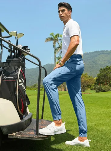 Vista 7 de JMIERR Pantalones de golf para hombre Pantalones deportivos elásticos casuales ajustados para senderismo, viajes, trabajo, pantalones de vestir