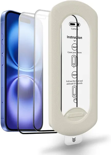 Vista 17 de Paquete de 3 protectores de pantalla de vidrio templado para iPhone 17 Air con kit de alineación automática, polvo automático, grado militar 9H+