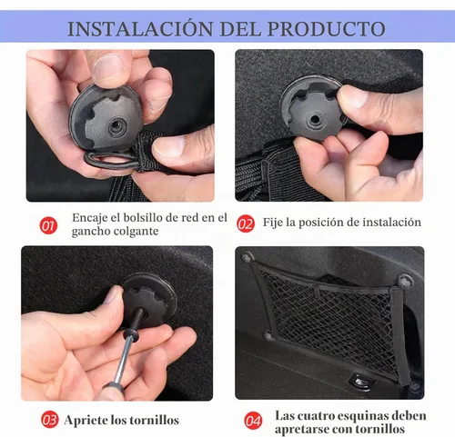 Vista 7 de Paquete de 2 redes de carga pequeñas con bolsillo de almacenamiento, red de malla elástica para automóvil, redes de carga automotrices, bolsa