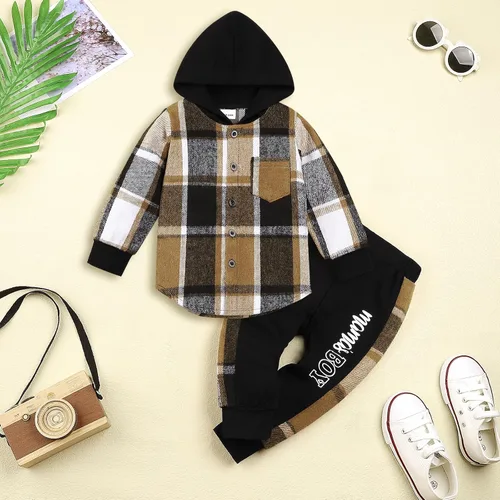 Vista 45 de Conjunto de ropa para bebés y niños pequeños, camisa con capucha y pantalones deportivos para otoño e invierno