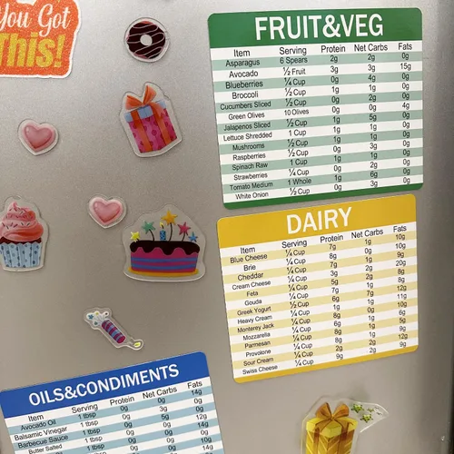 Vista 5 de Diet Cheat Sheet Guía rápida de imanes para nevera, gráficos de referencia para cocina, 6 x 5 pulgadas, 4