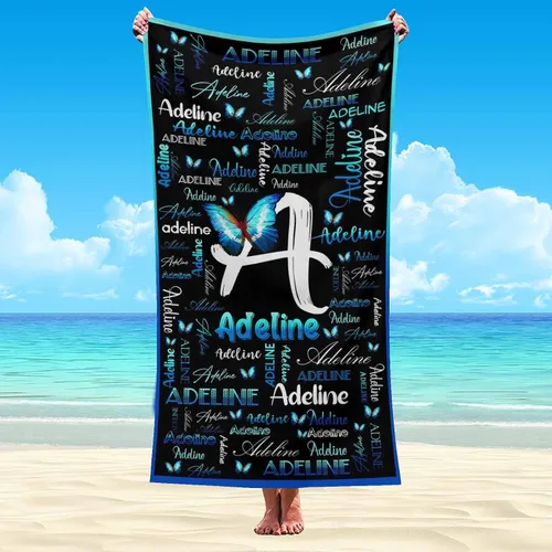 Vista 38 de Artsadd Toalla de playa personalizada para adultos, manta de playa personalizada de baloncesto con nombre inicial como regalo de fiesta para viajes