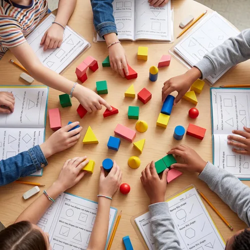Vista 6 de Deekin - 70 piezas de madera geométrica sólida mini formas 3D bloque de madera a granel Montessori juguetes manipulativos bloque de forma primaria