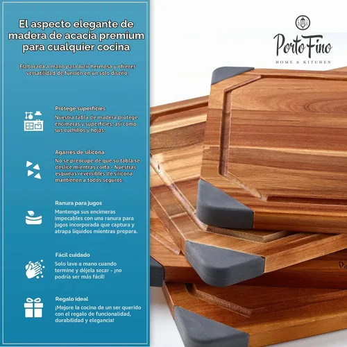 Vista 3 de PortoFino Tabla de cortar de madera - Tablas de cortar de madera para cocina - Tabla de cortar - Tabla de quesos - Tabla de embutidos - Tabla