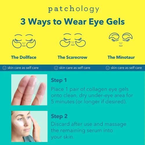 Vista 5 de Patchology All Eyes On You - Máscara para debajo de los ojos, con infusión de retinol, colágeno y té verde, geles para ojeras, hinchazón y arrugas