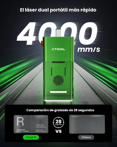 Vista 3 de xTool F1 Grabador Láser Dual 2 en 1, Máquina de Grabado Láser Portátil de Velocidad Relámpago, Grabador Láser HD para Joyería, Metal, Madera, Cuero