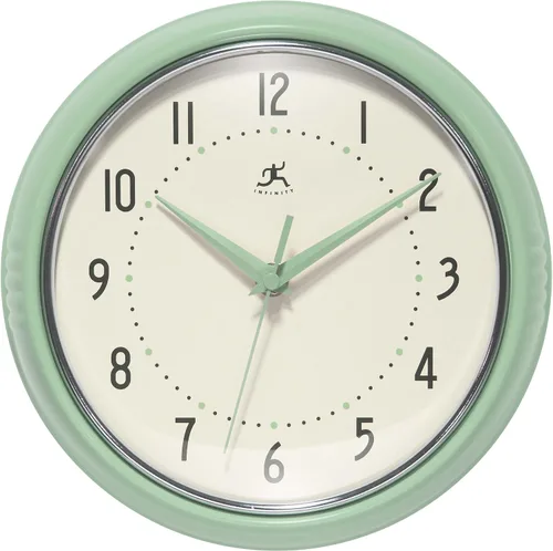 Vista 32 de Infinity Instruments Reloj de pared retro, reloj cuadrado de 9 pulgadas, silencioso sin tictac, moderno de mediados de siglo, reloj de cocina, reloj