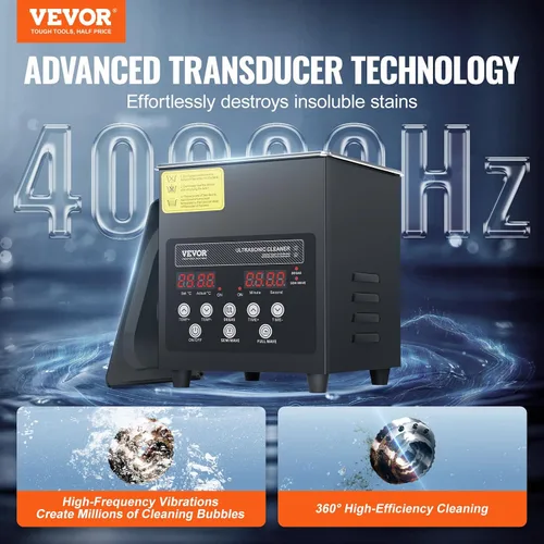 Vista 2 de VEVOR Limpiador Ultrasónico 2L, Máquina de Limpieza Sónica Digital de 60W con Modo Suave y Degasificación Mejorada, Limpiador Ultrasónico de 40kHz