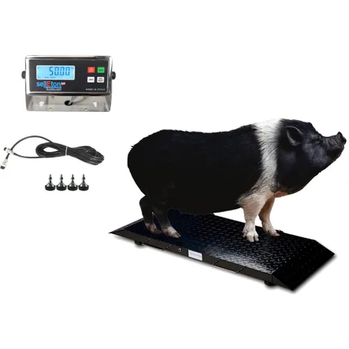 Vista 4 de SellEton SL-920-2k - Báscula industrial portátil para ganado, animales pequeños, plataforma, 50 x 20 pulgadas (2000 libras x 0.5 libras)