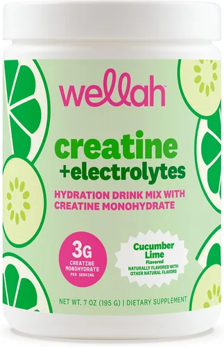Vista 10 de Wellah Creatina + electrolitos en polvo (Blue Hawaii) 30 porciones - Mezcla de bebida de hidratación con 0.11 onzas de monohidrato de creatina