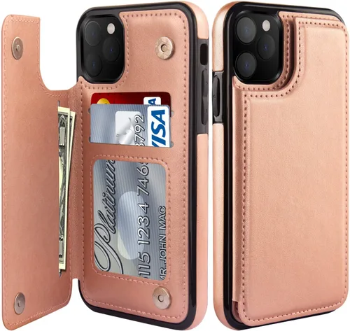 Vista 35 de LETO para iPhone 15 Pro Funda tipo cartera - Tapa tipo folio con patada - Diseños de moda - Tarjetero - Funda protectora para mujeres y niñas - 6.1