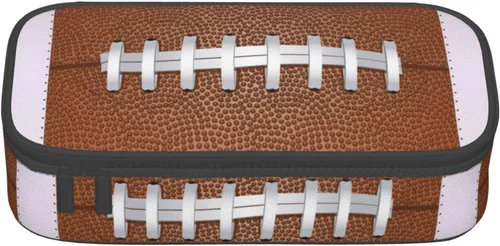 Vista 2 de Estuche de lápices con textura de pelota de fútbol americano, bolsa de almacenamiento de gran capacidad, bolsas de papelería con cremallera, soporte